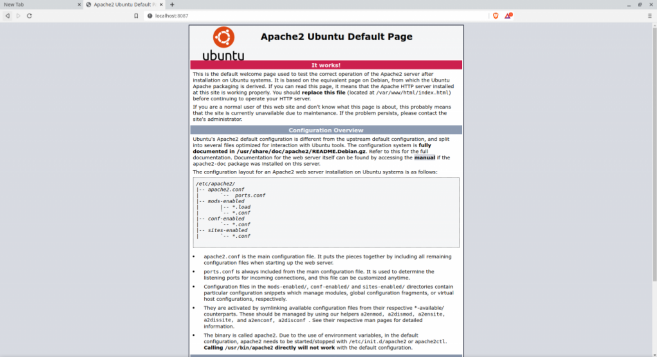 Accessing Apache2 Web Server in Ubuntu Container